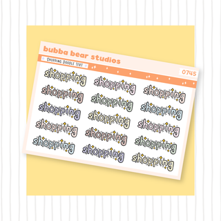 Shopping Doodle Text Muted Bubba Bear Studios Shopping Doodle Text