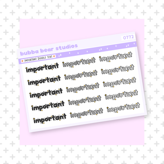 Important Doodle Text Minimal Bubba Bear Studios Important Doodle Text