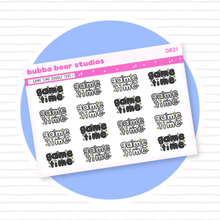 Game Time Doodle Text Minimal Bubba Bear Studios Game Time Doodle Text