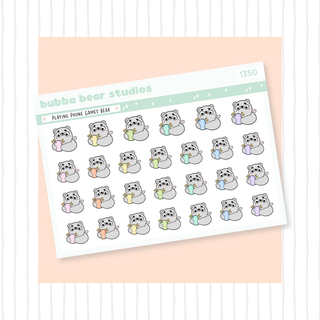 Playing Phone Games Bear Colorful Bubba Bear Studios Playing Phone Games Bear
