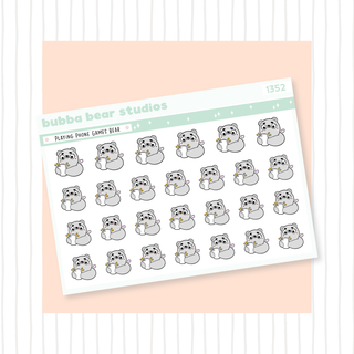 Playing Phone Games Bear Minimal Bubba Bear Studios Playing Phone Games Bear