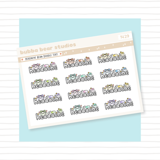 Headache Bean Doodle Text Colorful Bubba Bear Studios Headache Bean Doodle Text