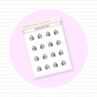 Backpack - Mini Sheet Muted Bubba Bear Studios Backpack - Mini Sheet Stationery