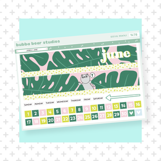 Vertical - June - Jungle June Page I - Month Cover & Date Numbers Bubba Bear Studios Vertical - June - Jungle June Stationery