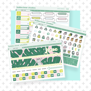 Vertical - June - Jungle June Buy Full Monthly Kit (3 Pages) Bubba Bear Studios Vertical - June - Jungle June Stationery
