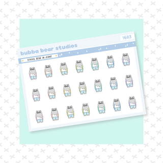 School Bear in Jeans Colorful Bubba Bear Studios School Bear in Jeans Stationery