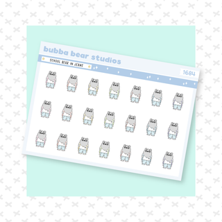School Bear in Jeans Muted Bubba Bear Studios School Bear in Jeans Stationery