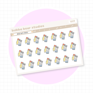 Bear with Pencil Yellow Bubba Bear Studios Bear with Pencil Stationery