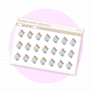 Bear with Pencil Colorful Bubba Bear Studios Bear with Pencil Stationery