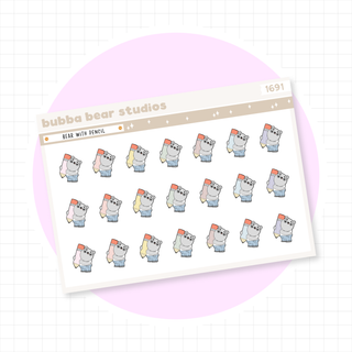Bear with Pencil Muted Bubba Bear Studios Bear with Pencil Stationery