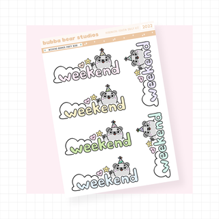 Weekend Banner Party Bear Colorful Bubba Bear Studios Weekend Banner Party Bear Stationery