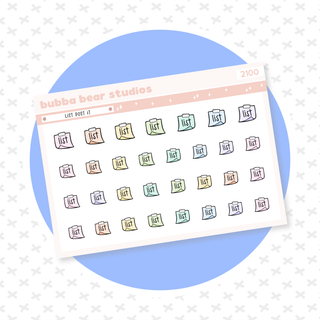 List Post It Quarter Sheet Colorful Bubba Bear Studios List Post It Stickers