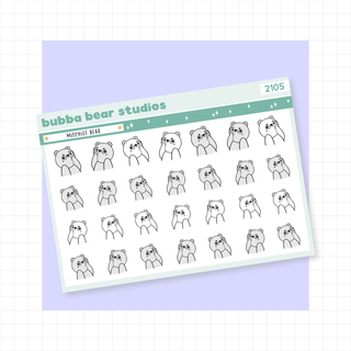 Mischief Bear Minimal Bubba Bear Studios Mischief Bear Stickers