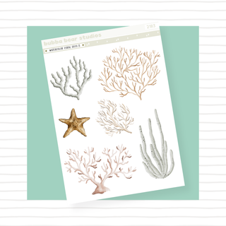 Watercolor Coral Deco II Clear Matte Bubba Bear Studios Watercolor Coral Deco II Stickers