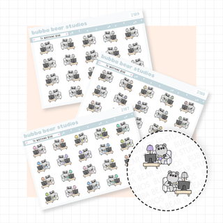 TV Watching Bear Quarter Sheet Buy All (Set of 3) Bubba Bear Studios TV Watching Bear Stickers