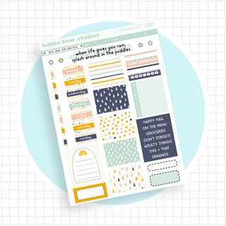 HOBONICHI COUSIN - Rain, Rain, Stay and Play Page 1 - Deco + Date Covers Bubba Bear Studios HOBONICHI COUSIN - Rain, Rain, Stay and Play Stickers