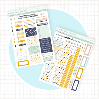 HOBONICHI COUSIN - Rain, Rain, Stay and Play Full Hobonichi Cousin Kit Bubba Bear Studios HOBONICHI COUSIN - Rain, Rain, Stay and Play Stickers