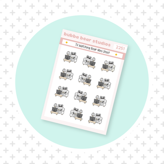 TV Watching Bear Mini Sheet Minimal Bubba Bear Studios TV Watching Bear Stickers