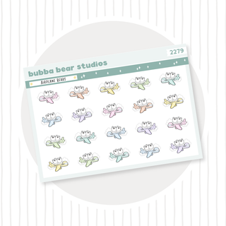 Airplane Bears Quarter Sheet Colorful Bubba Bear Studios Airplane Bears Stickers