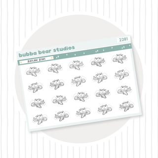 Airplane Bears Quarter Sheet Minimal Bubba Bear Studios Airplane Bears Stickers