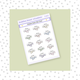 Airplane Bears Mini Sheet Muted Bubba Bear Studios Airplane Bears Stickers