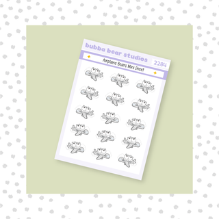Airplane Bears Mini Sheet Minimal Bubba Bear Studios Airplane Bears Stickers