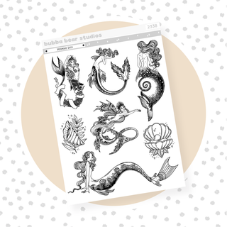 Mermaid Deco Clear Matte Bubba Bear Studios Mermaid Deco Stickers