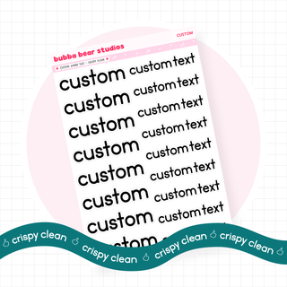 *CUSTOM* JUMBO Text Crispy Clean Bubba Bear Studios *CUSTOM* JUMBO Text Stickers