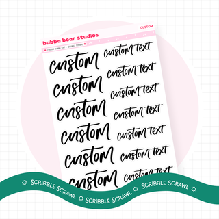 *CUSTOM* JUMBO Text Scribble Scrawl Bubba Bear Studios *CUSTOM* JUMBO Text Stickers